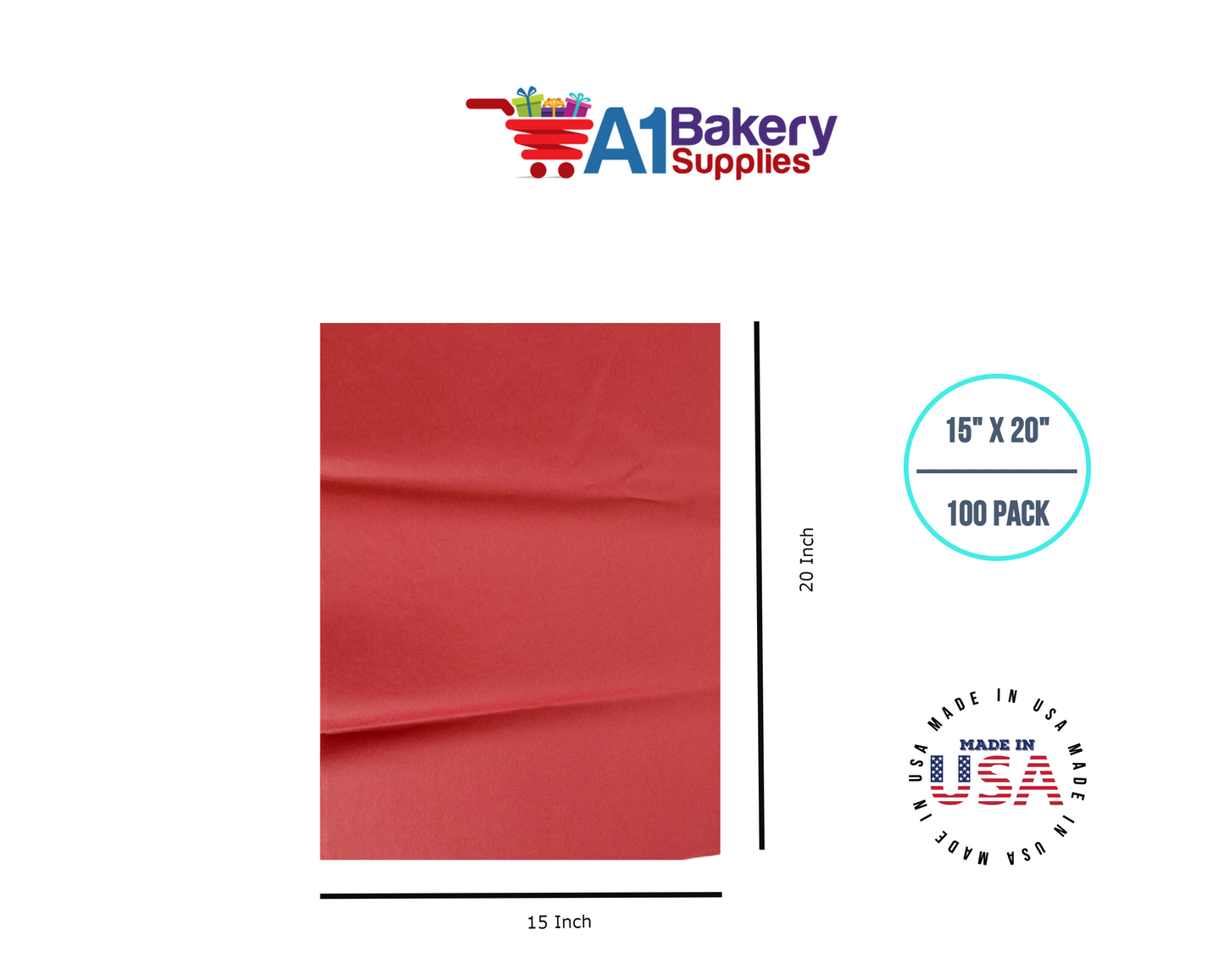Red Tissue Paper 15 Inch x 20 Inch - 100 Sheets