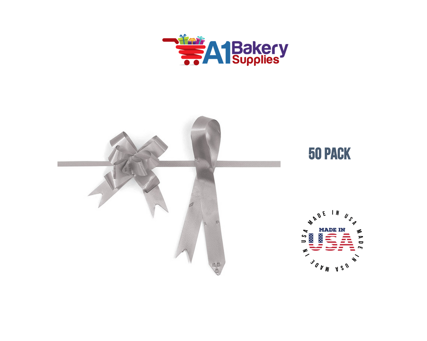 Silver 4" Butterfly pull bows of 50 Pack by A1 Bakery supplies