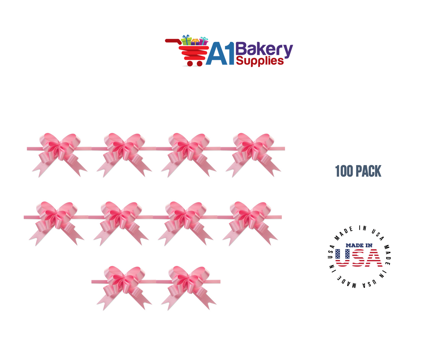 Pink 4" Butterfly pull bows of 100 Pack by A1 Bakery supplies
