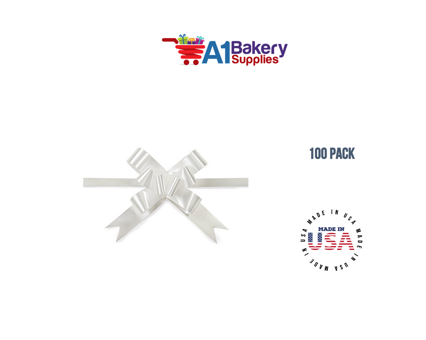 White 4" Butterfly pull bows of 100 Pack by A1 Bakery supplies