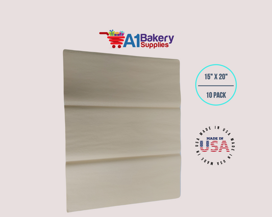 French Vanilla Tissue Paper Squares, Bulk 10 Sheets, Premium Gift Wrap and Art Supplies for Birthdays, Holidays, or Presents by A1BakerySupplies, Large 15 Inch x 20 Inch