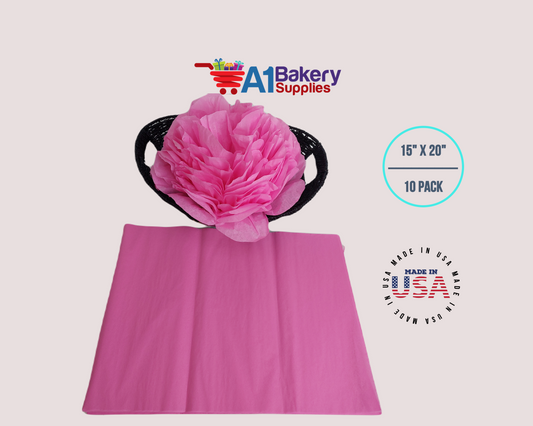 Fuchsia PinkTissue Paper Squares, Bulk 10 Sheets, Premium Gift Wrap and Art Supplies for Birthdays, Holidays, or Presents by A1BakerySupplies, Large 15 Inch x 20 Inch
