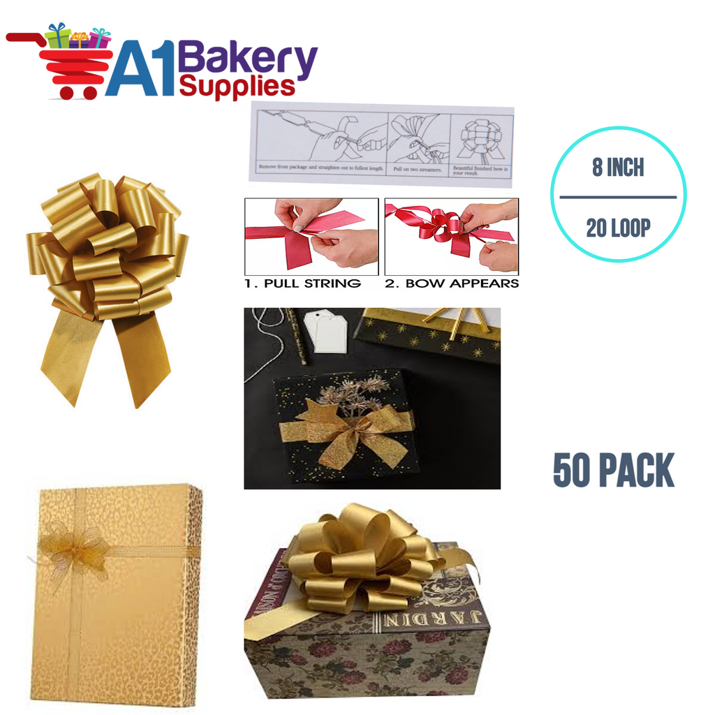 A1BakerySupplies 50 Pieces Pull Bow for Gift Wrapping Gift Bows Pull B
