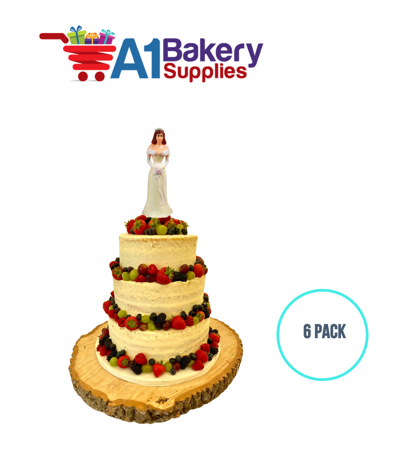 A1BakerySupplies Bridesmaid - Ivory 6 pack Wedding Accessories for Birthday Cake Decorations and Marriages