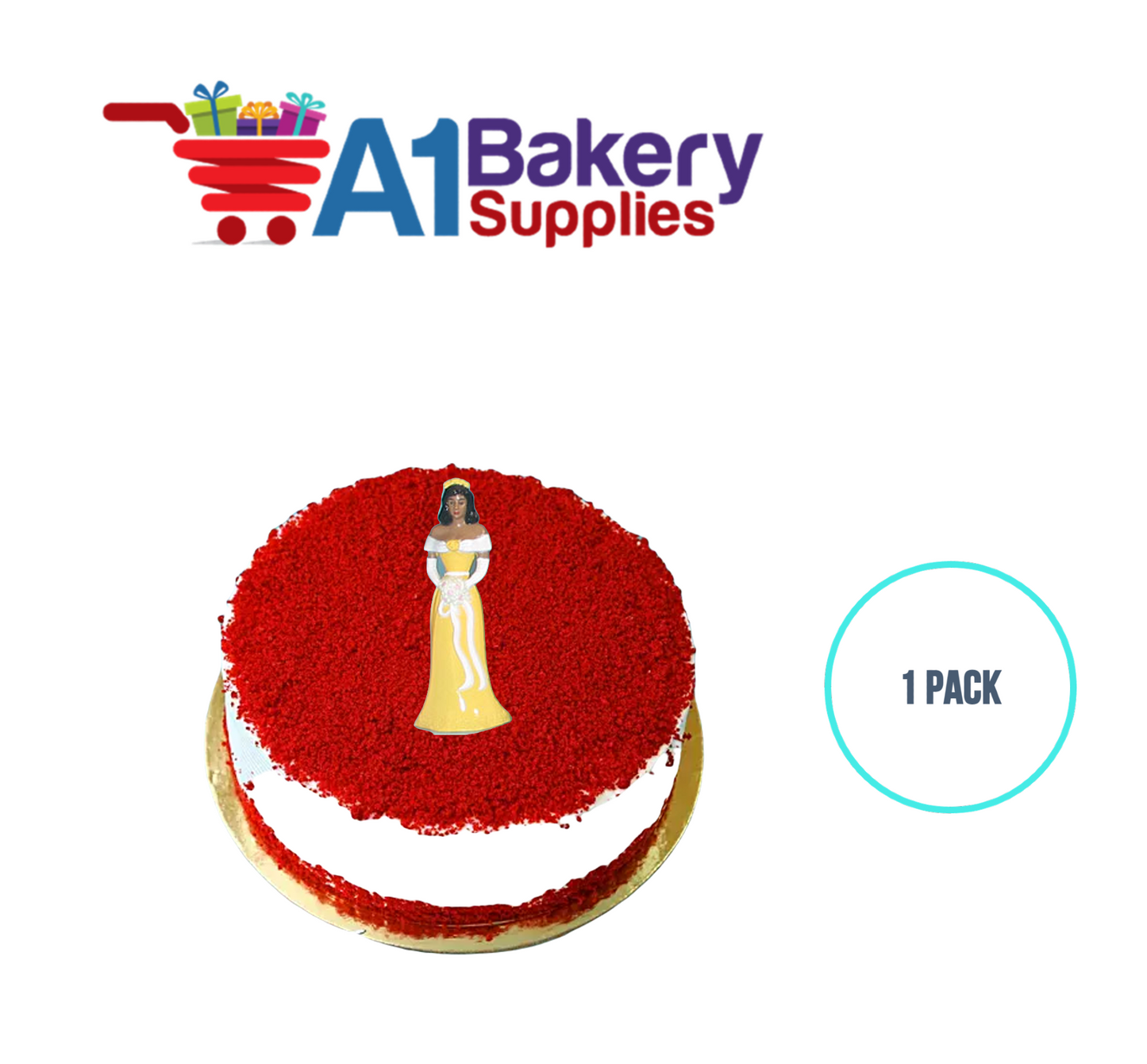 A1BakerySupplies Bridesmaid - Yellow - A.A. 1 pack Wedding Accessories for Birthday Cake Decorations and Marriages