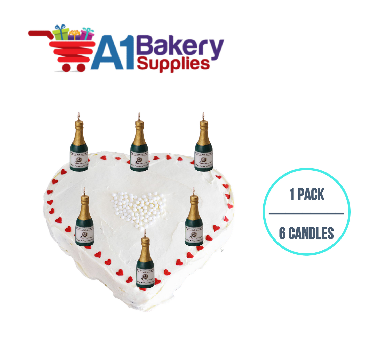 A1BakerySupplies Champagne Novelty Candles 1 pack for Birthday Cake Decorations and Anniversary