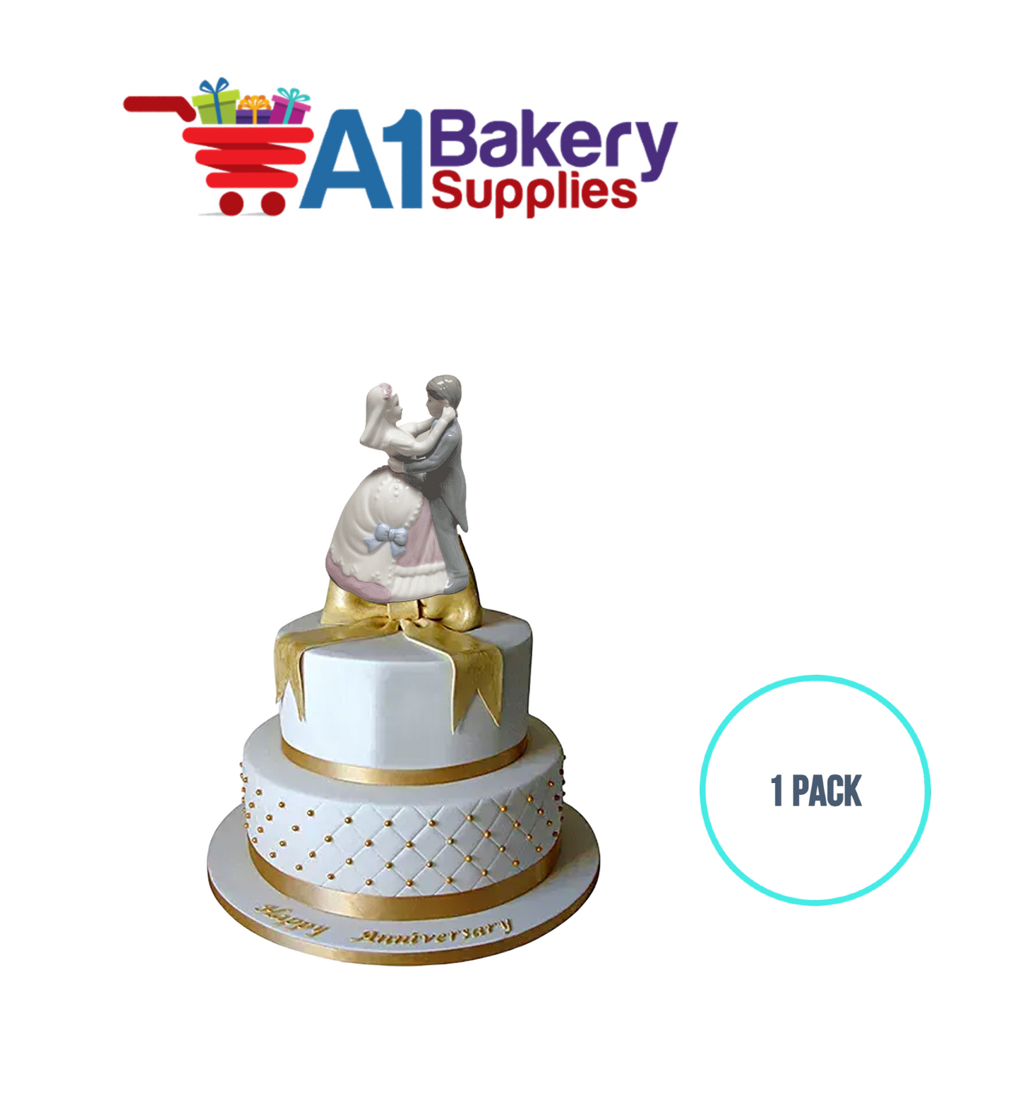 A1BakerySupplies Fairy Tale Waltz Glazed Couple 1 pack Wedding Accessories for Birthday Cake Decorations and Marriages