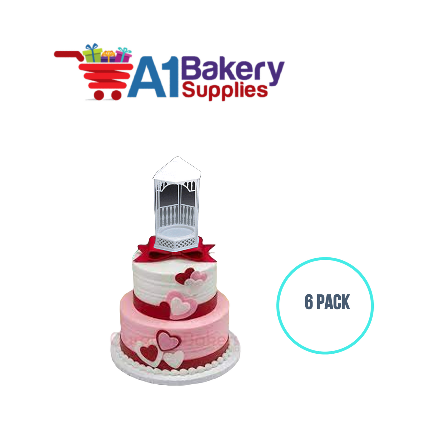 A1BakerySupplies Gazebo-Garden House 6 pack Wedding Accessories for Birthday Cake Decorations and Marriages