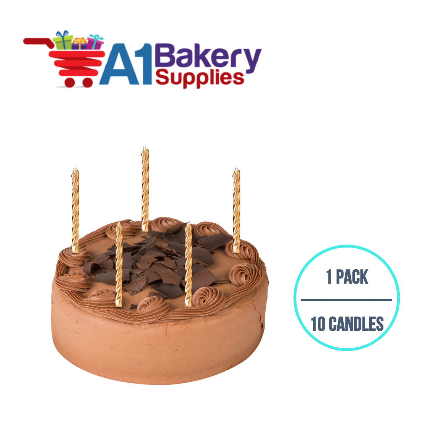 A1BakerySupplies Gold Birthday Candles 1 pack for Birthday Cake Decorations and Anniversary