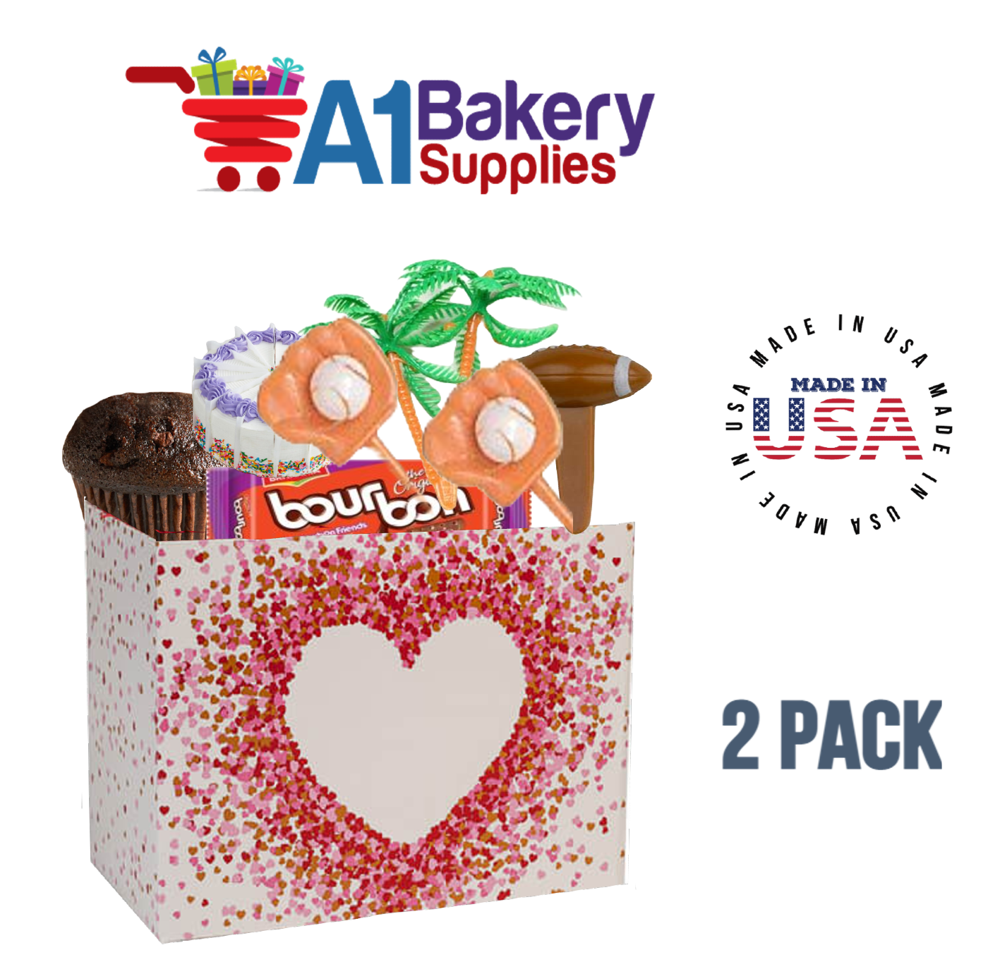 Heart Shaped Confetti Basket Box, Theme Gift Box, Large 10.25 (Length) x 6 (Width) x 7.5 (Height), 2 Pack