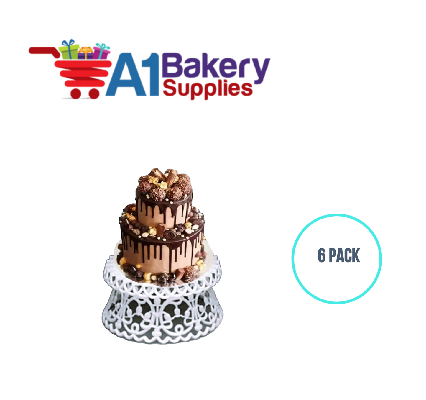 A1BakerySupplies Lily Base 6 pack Wedding Accessories for Birthday Cake Decorations and Marriages