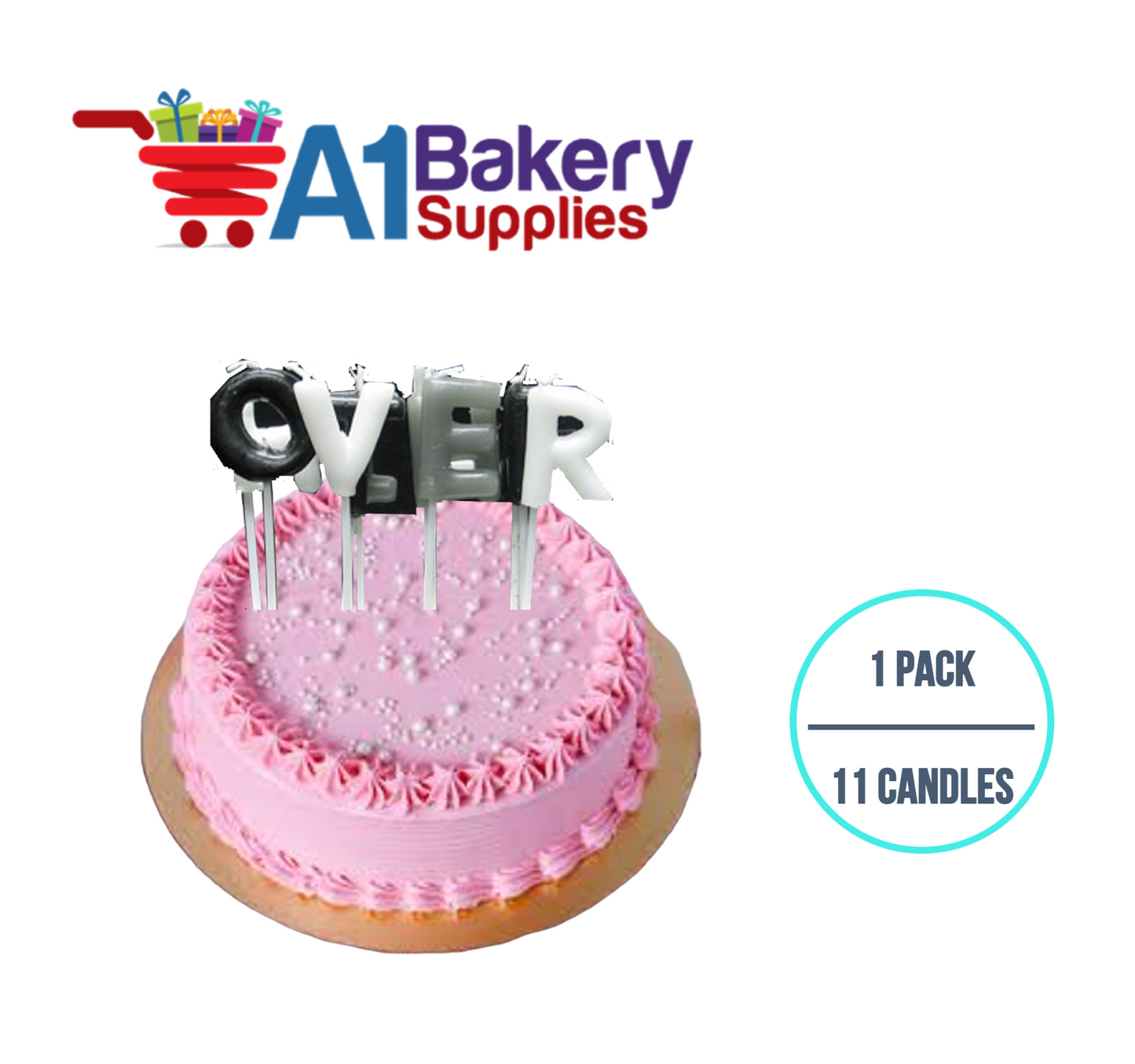 A1BakerySupplies Over The Hill Letter Candle Sets 1 pack for Birthday Cake Decorations and Anniversary