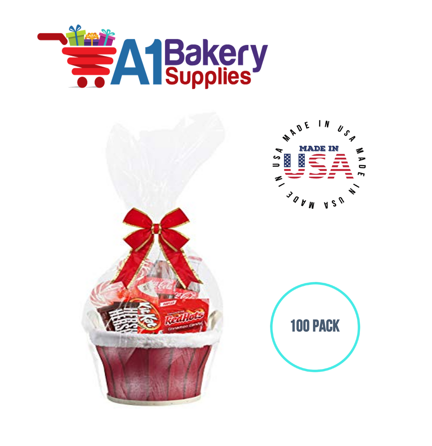 Gusset Basket Size 1.2 MIL BOPP Sealable Cellophane Gift Bags Bags for Gift Packing 4 x 2.5 x 17 Inch, 100 Pack