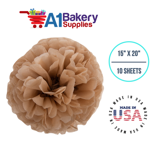 Desert Tan Tissue Paper Squares, Bulk 10 Sheets, Premium Gift Wrap and Art Supplies for Birthdays, Holidays, or Presents by A1BakerySupplies, Small 15 Inch x 20 Inch