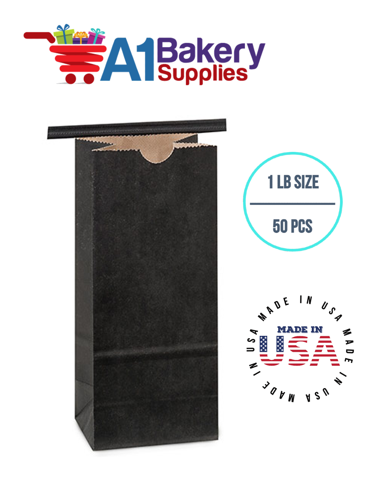 1 LB Black Square Window Tin Tie Bags 50 PCS Black Bakery Bags with Square Window Resealable Tin Tie Tab Lock Poly-Lined Bags Black Paper Bags for Cookies, Coffee