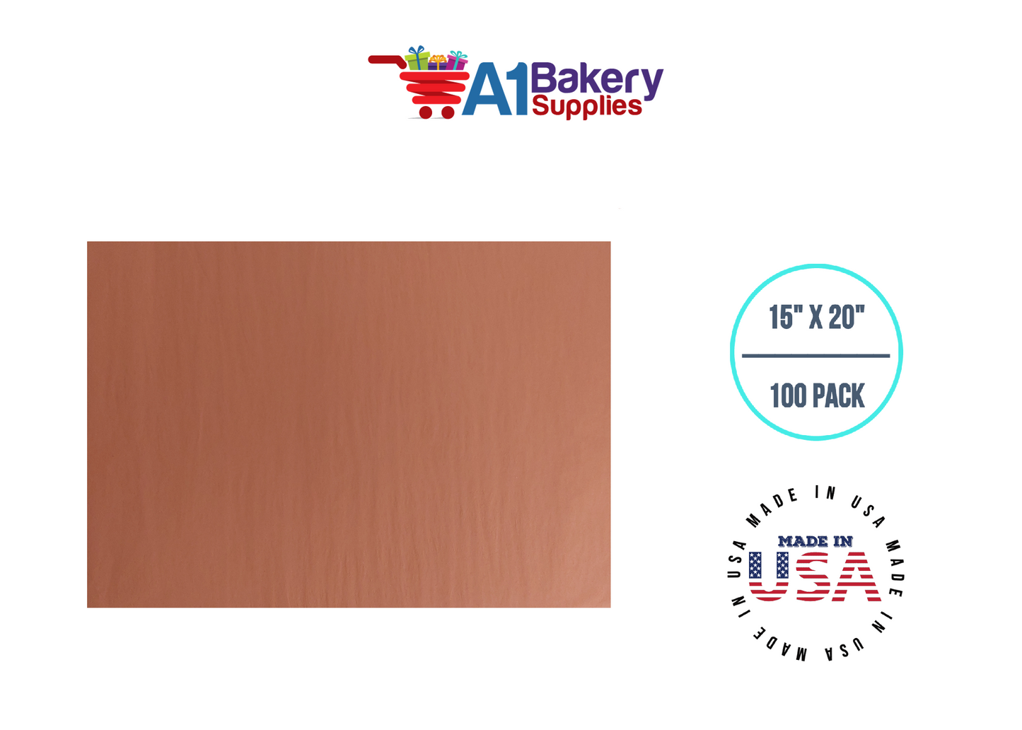 Terra Cotta Tissue Paper Squares Bulk 100 Sheets Premium Gift Wrap and Art Supplies for Birthdays Holidays or Presents by A1 Bakery Supplies Medium 15 Inch x 20 Inch