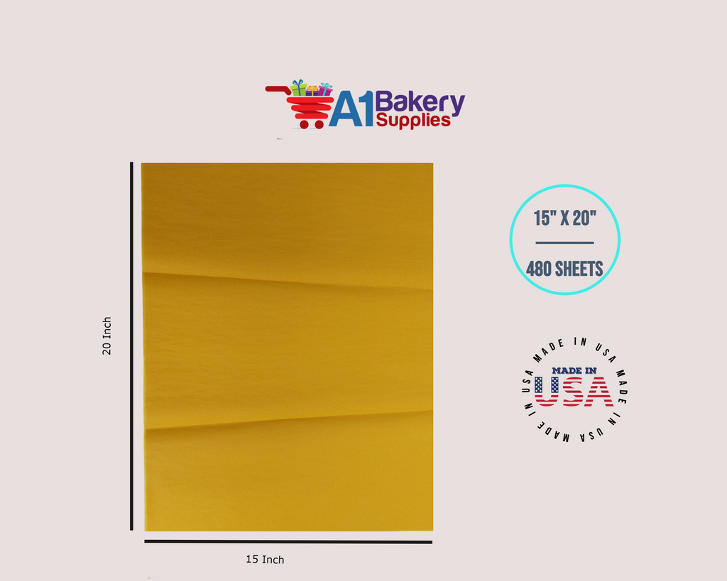 Goldenrod Color Tissue Paper, 15x20, Bulk 480 Sheet Pack