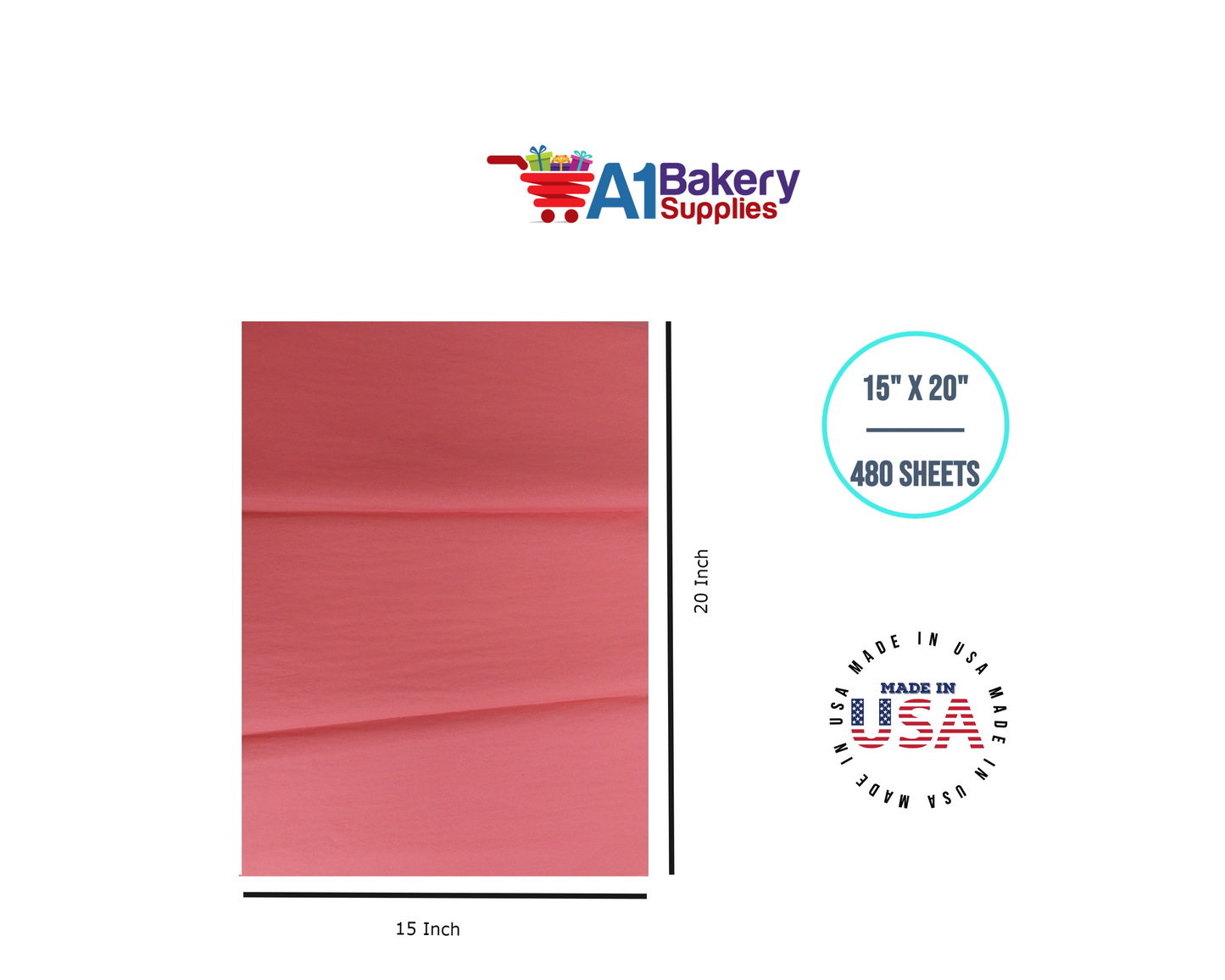 Coral Pink Color Gift Wrap Tissue Paper 15 Inch x 20 Inch - 480 Sheets Pack