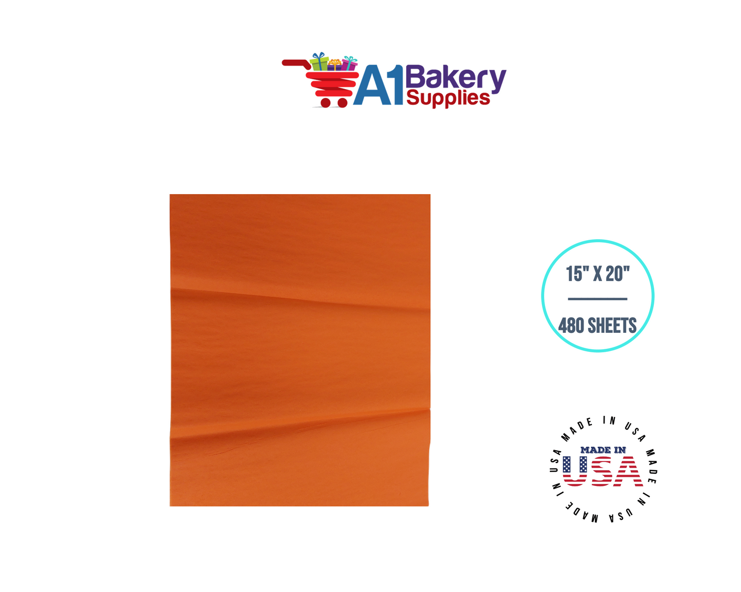 Orange Tissue Paper Squares, Bulk 480 Sheets, Premium Gift Wrap and Art Supplies for Birthdays, Holidays, or Presents by A1BakerySupplies, Large 15 Inch x 20 Inch