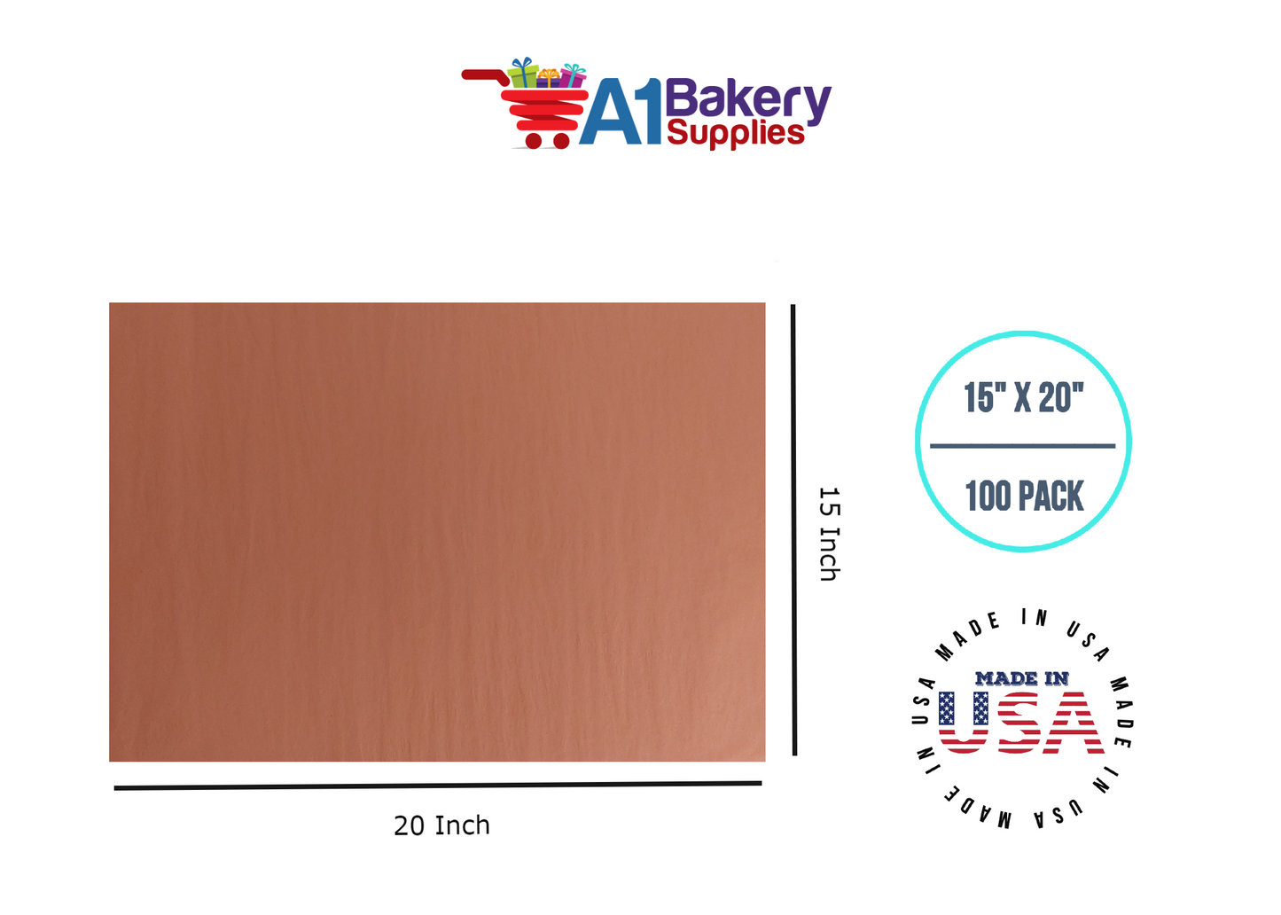 Terra Cotta Tissue Paper Squares Bulk 100 Sheets Premium Gift Wrap and Art Supplies for Birthdays Holidays or Presents by A1 Bakery Supplies Medium 15 Inch x 20 Inch