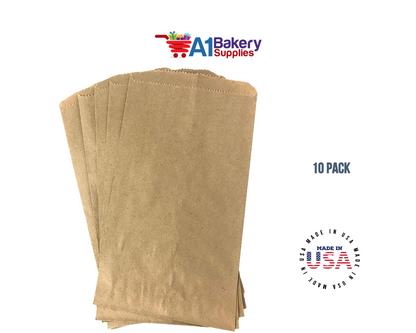 Kraft Brown Flat Paper Merchandise Bags 10 pack by A1 Bakery supplies (4x6)