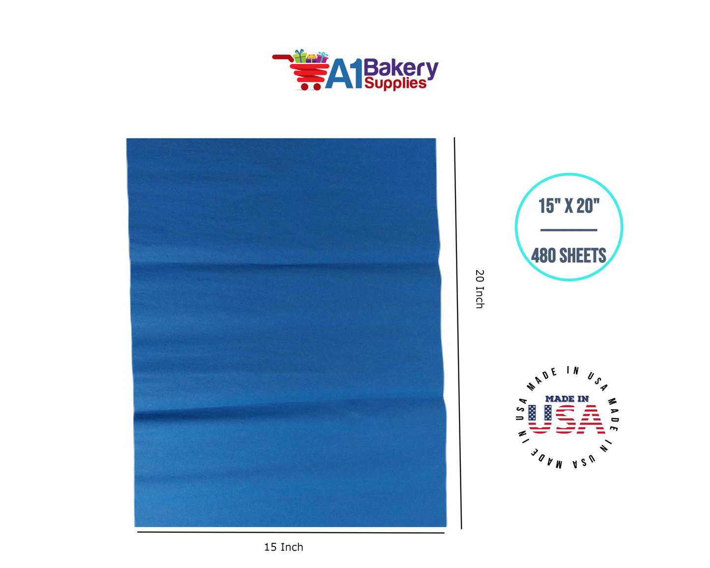 Dark Blue High Quality Gift Wrap Color Tissue Paper - Premium Quality Paper Made in USA 15 Inch x 20 Inch- 480 Sheets per Pack