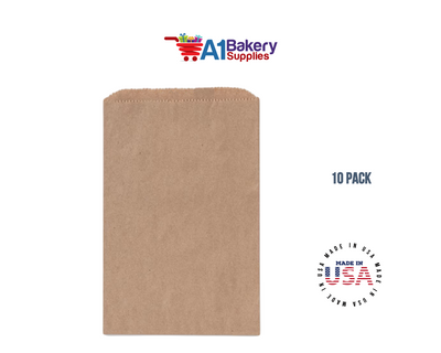 Kraft Brown Flat Paper Merchandise Bags 10 pack by A1 Bakery Supplies (12x15)