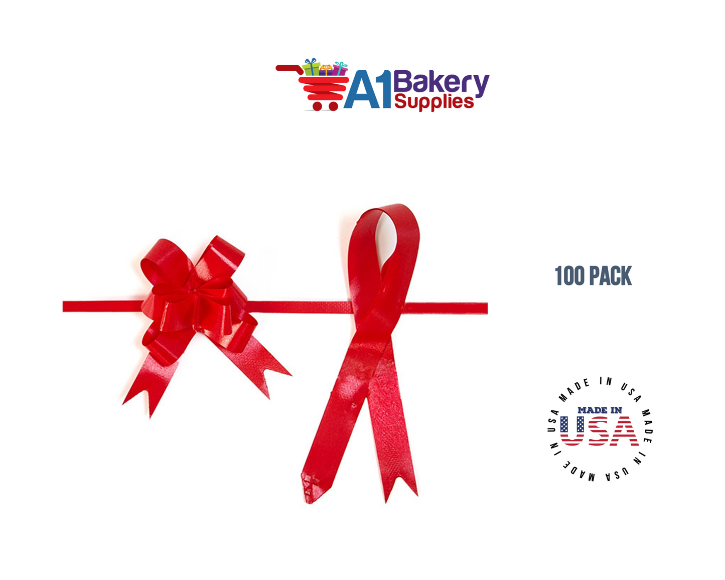 Hot Red 4" Butterfly pull bows of 100 Pack by A1 Bakery supplies
