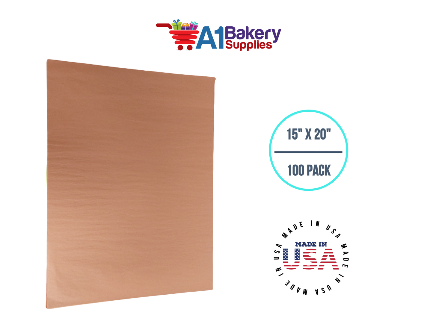 Terra Cotta Tissue Paper Squares Bulk 100 Sheets Premium Gift Wrap and Art Supplies for Birthdays Holidays or Presents by A1 Bakery Supplies Medium 15 Inch x 20 Inch