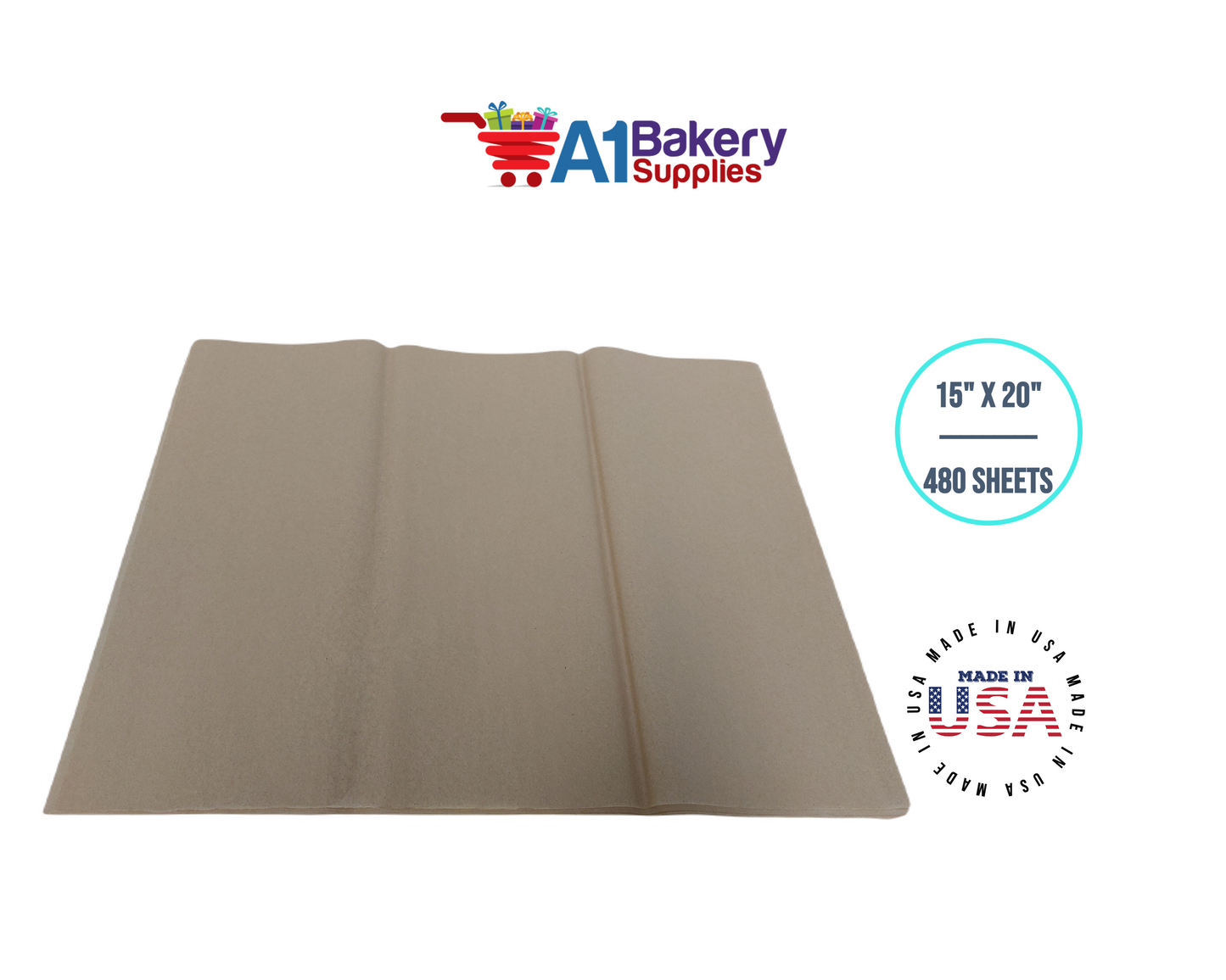 Desert Tan  Tissue Paper Squares, Bulk 480 Sheets, Premium Gift Wrap and Art Supplies for Birthdays, Holidays, or Presents by A1BakerySupplies, Large 15 Inch x 20 Inch