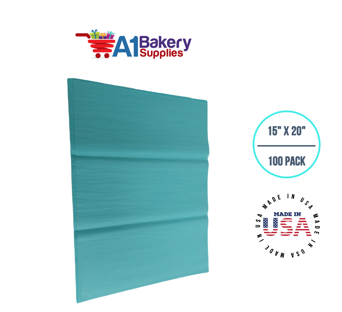 Aqua Blue Color Tissue Paper 15 Inch x 20 Inch - 100 Sheets