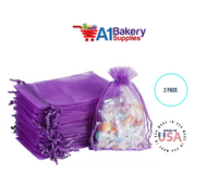 Purple Organza Fabric Gift Bags – Pack of 2 with Size 22.5 x 25 inch by A1 Bakery Supplies