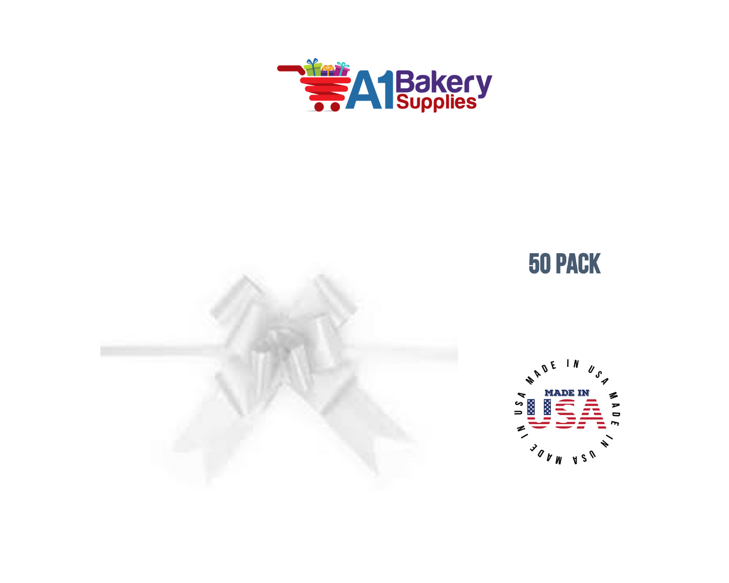 White 4" Butterfly pull bows of 50 Pack by A1 Bakery supplies