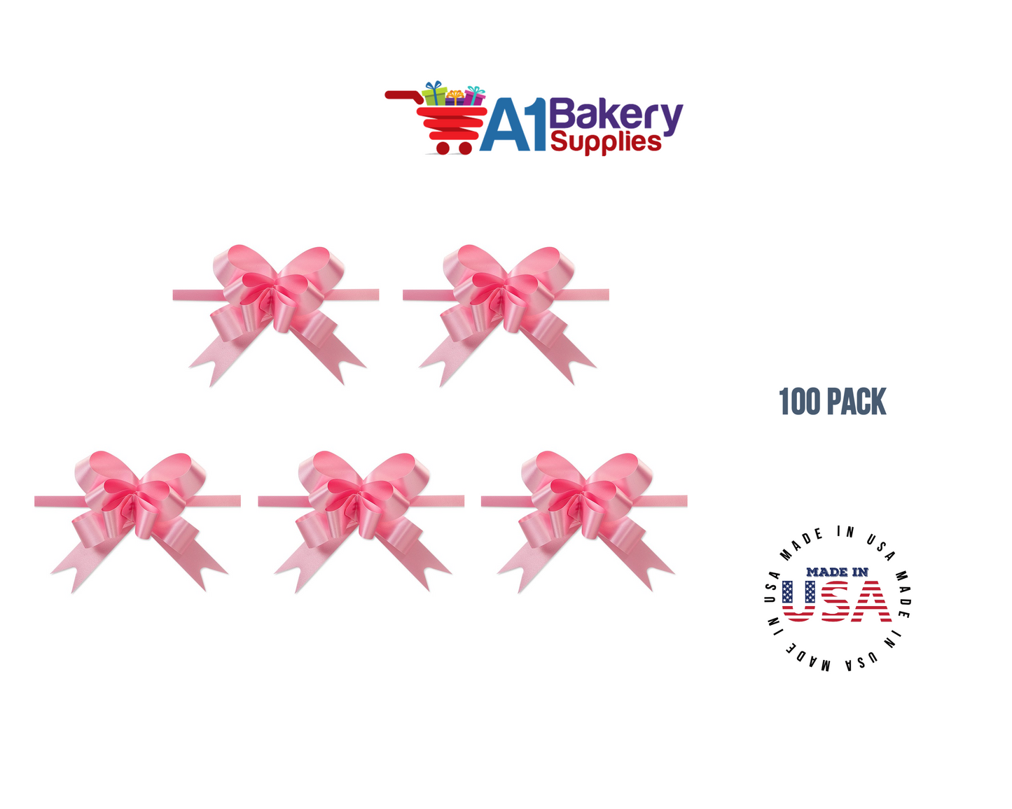 Pink 4" Butterfly pull bows of 100 Pack by A1 Bakery supplies
