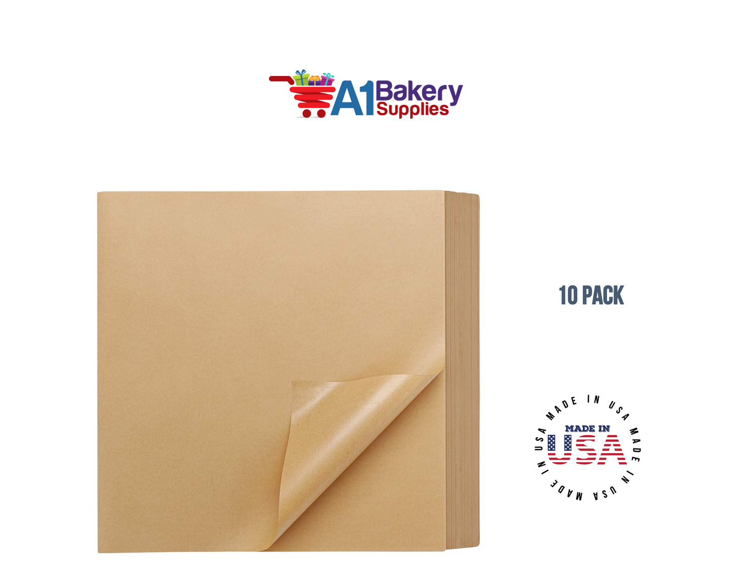 Deli Sandwich Wraps Basket Liners and Food Wrapping Liner Papers by A1 Bakery Supplies of 10 pack (Natural Kraft)