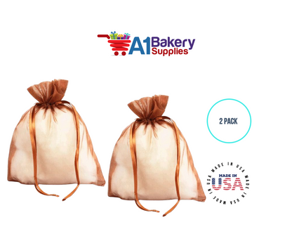Copper Organza Fabric Gift Bags – Pack of 2 with Size 22.5 x 25 inch by A1 Bakery Supplies