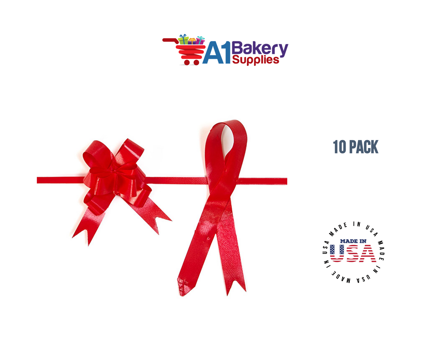 Hot Red 4" Butterfly pull bows of 10 Pack by A1 Bakery supplies