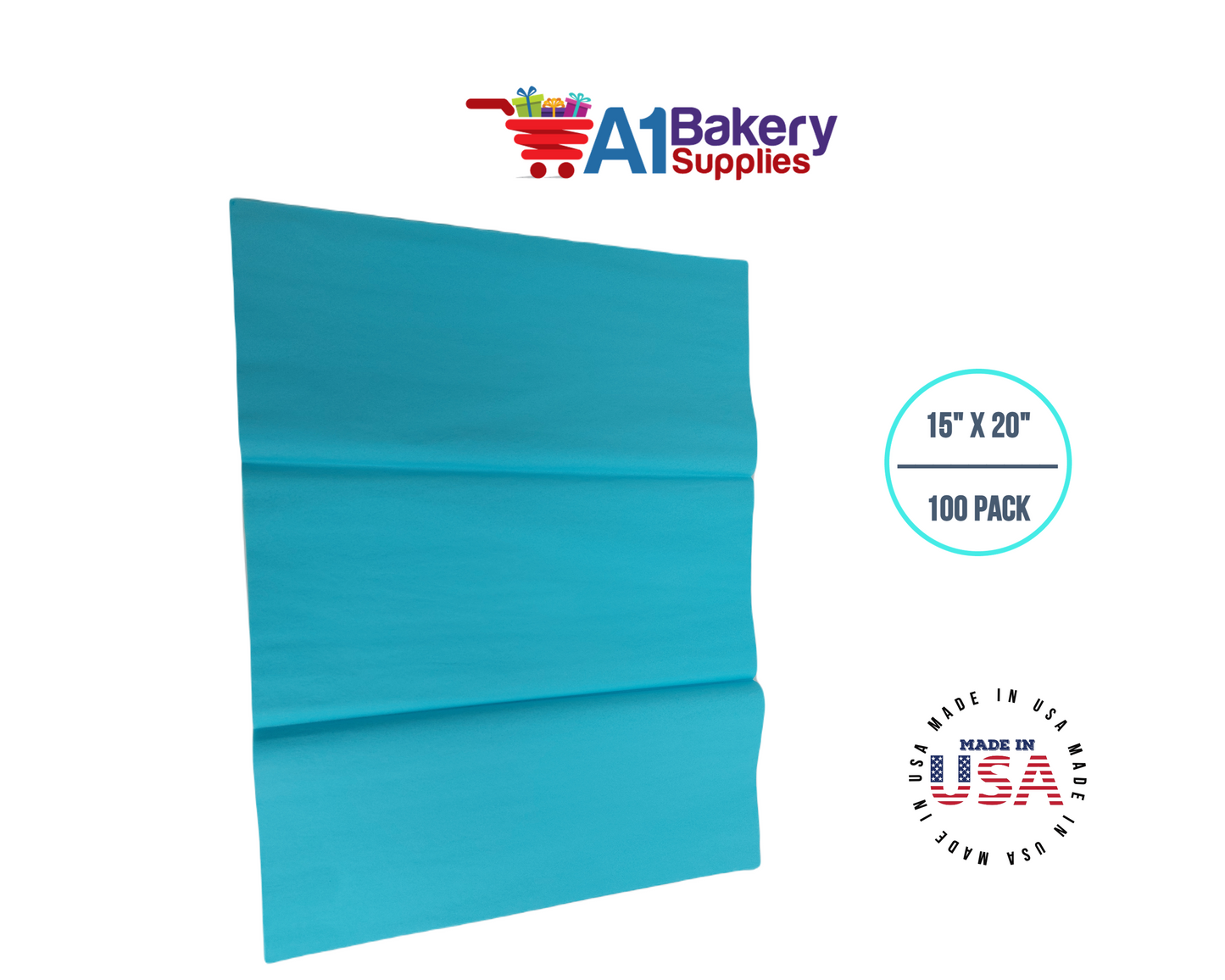 Oxford Blue Tissue Paper Squares, Bulk 100 Sheets, Premium Gift Wrap and Art Supplies for Birthdays, Holidays, or Presents by A1BakerySupplies, Medium 15 Inch x 20 Inch