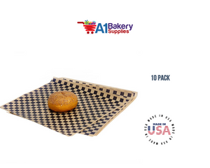 Deli Sandwich Wraps Basket Liners and Food Wrapping Liner Papers by A1 Bakery supplies of 10 pack (Kraft Black)