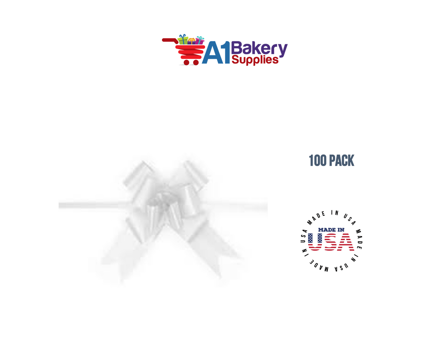 White 4" Butterfly pull bows of 100 Pack by A1 Bakery supplies