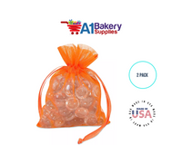 Orange Organza Fabric Gift Bags – Pack of 2 with Size 22.5 x 25 inch by A1 Bakery Supplies