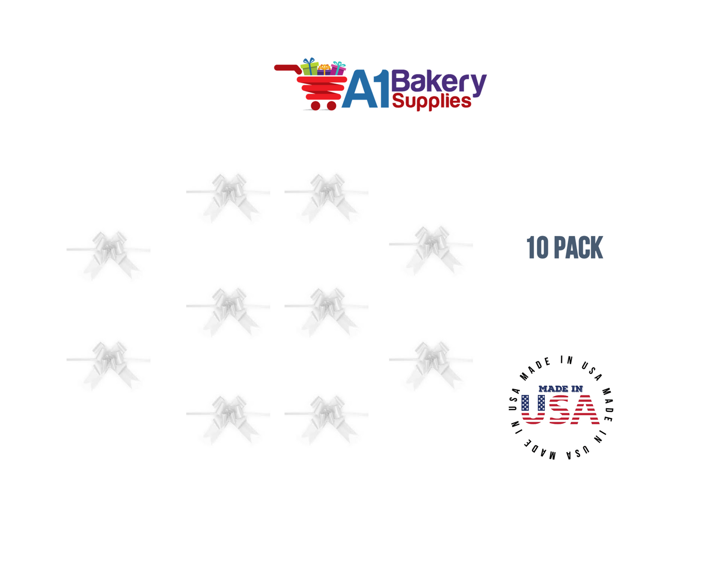 White 4" Butterfly pull bows of 10 Pack by A1 Bakery supplies