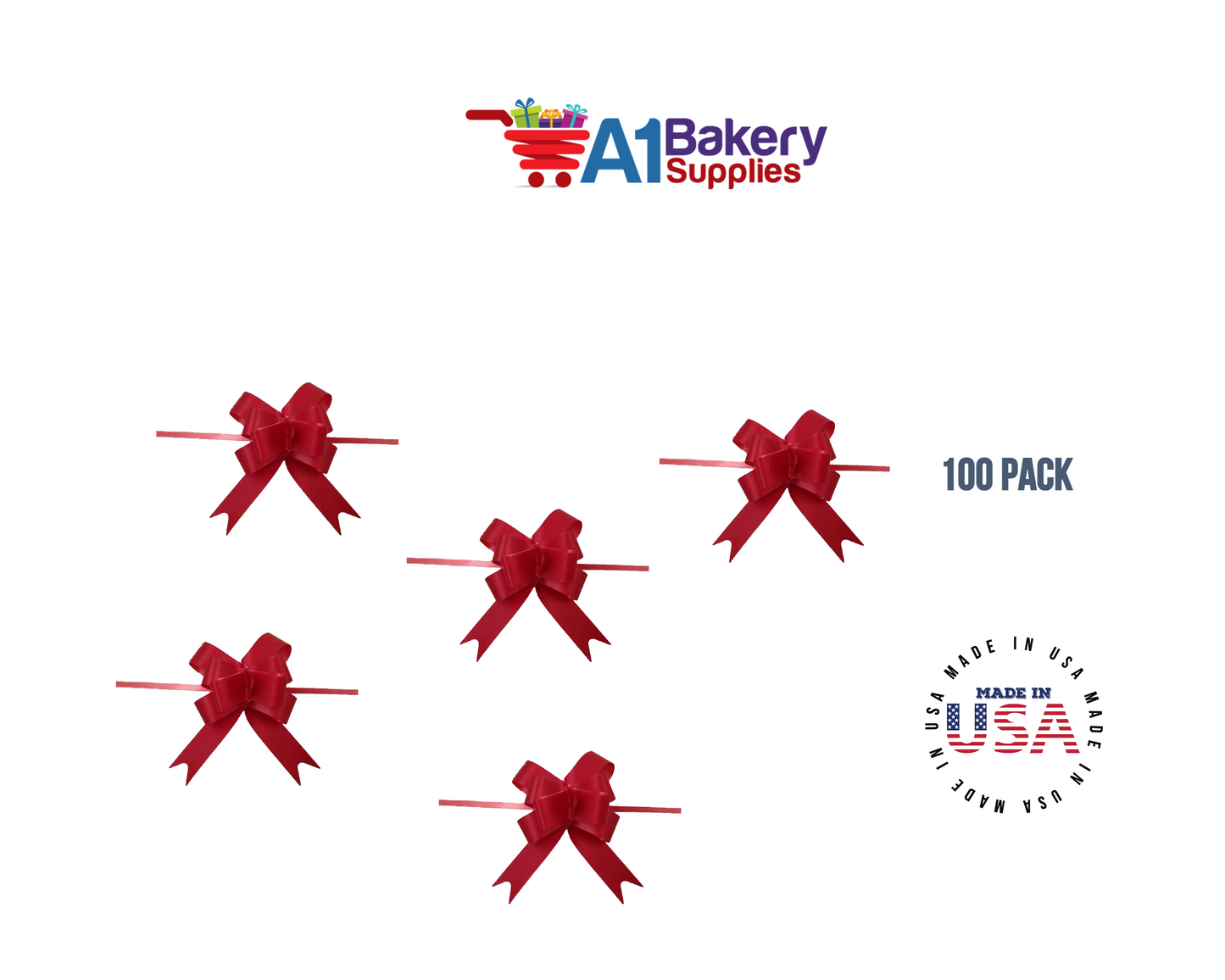 Hot Red 4" Butterfly pull bows of 100 Pack by A1 Bakery supplies
