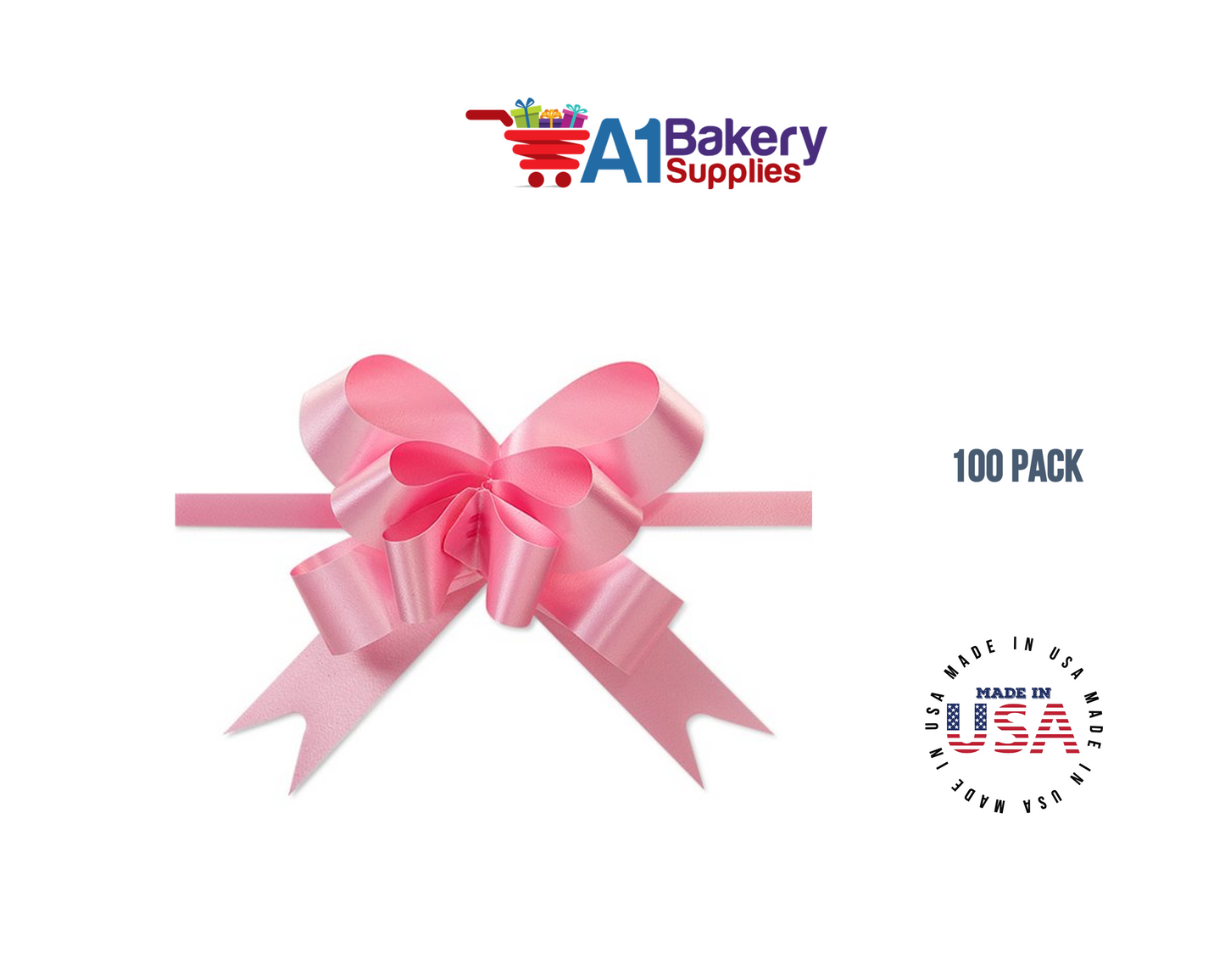 Pink 4" Butterfly pull bows of 100 Pack by A1 Bakery supplies