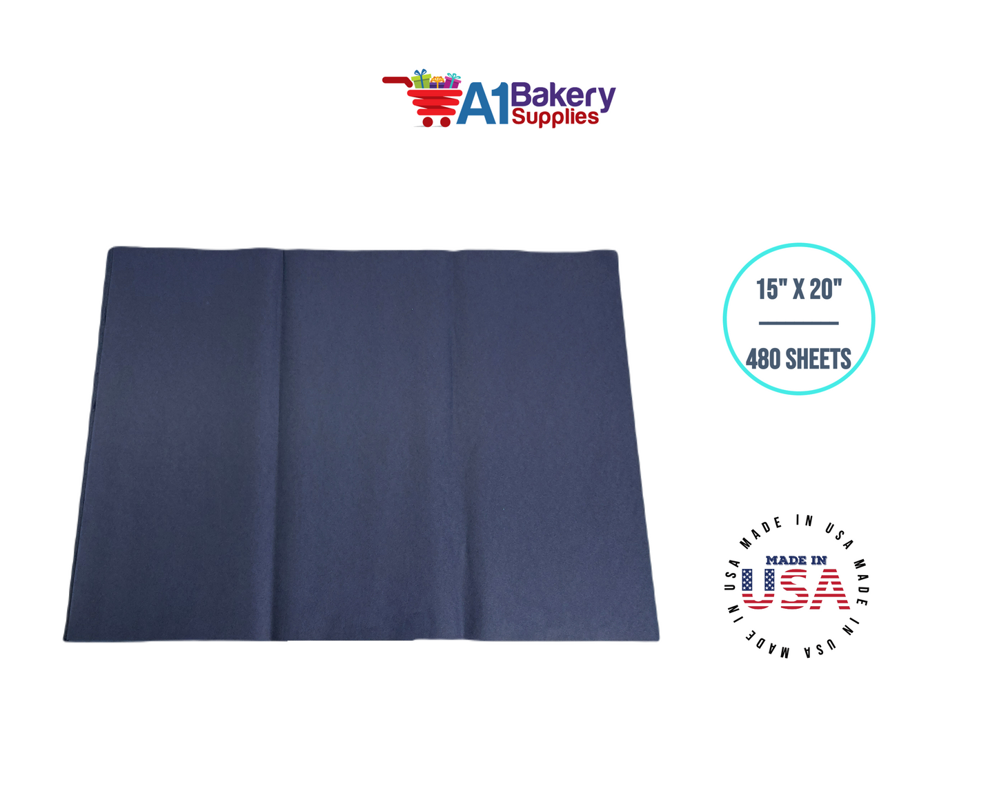 Navy Blue Tissue Paper Squares, Bulk 480 Sheets, Premium Gift Wrap and Art Supplies for Birthdays, Holidays, or Presents by A1BakerySupplies, Large 15 Inch x 20 Inch
