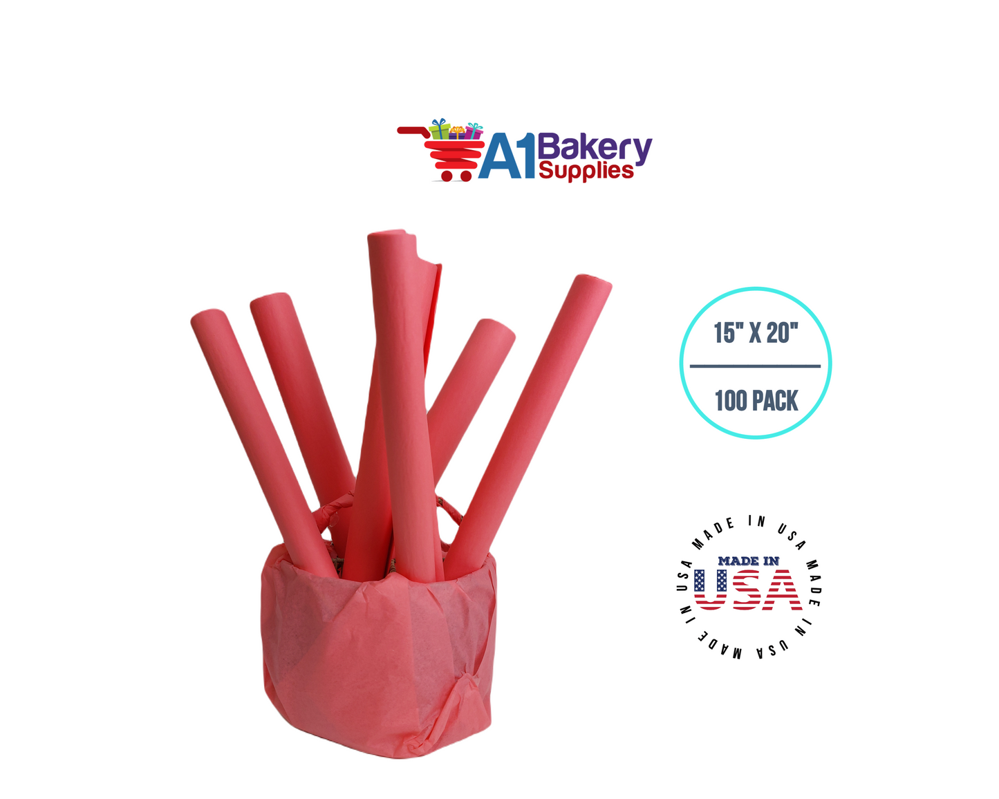 Coral Rose Color Gift Wrap Tissue Paper 15 Inch x 20 Inch - 100 Sheets Pack