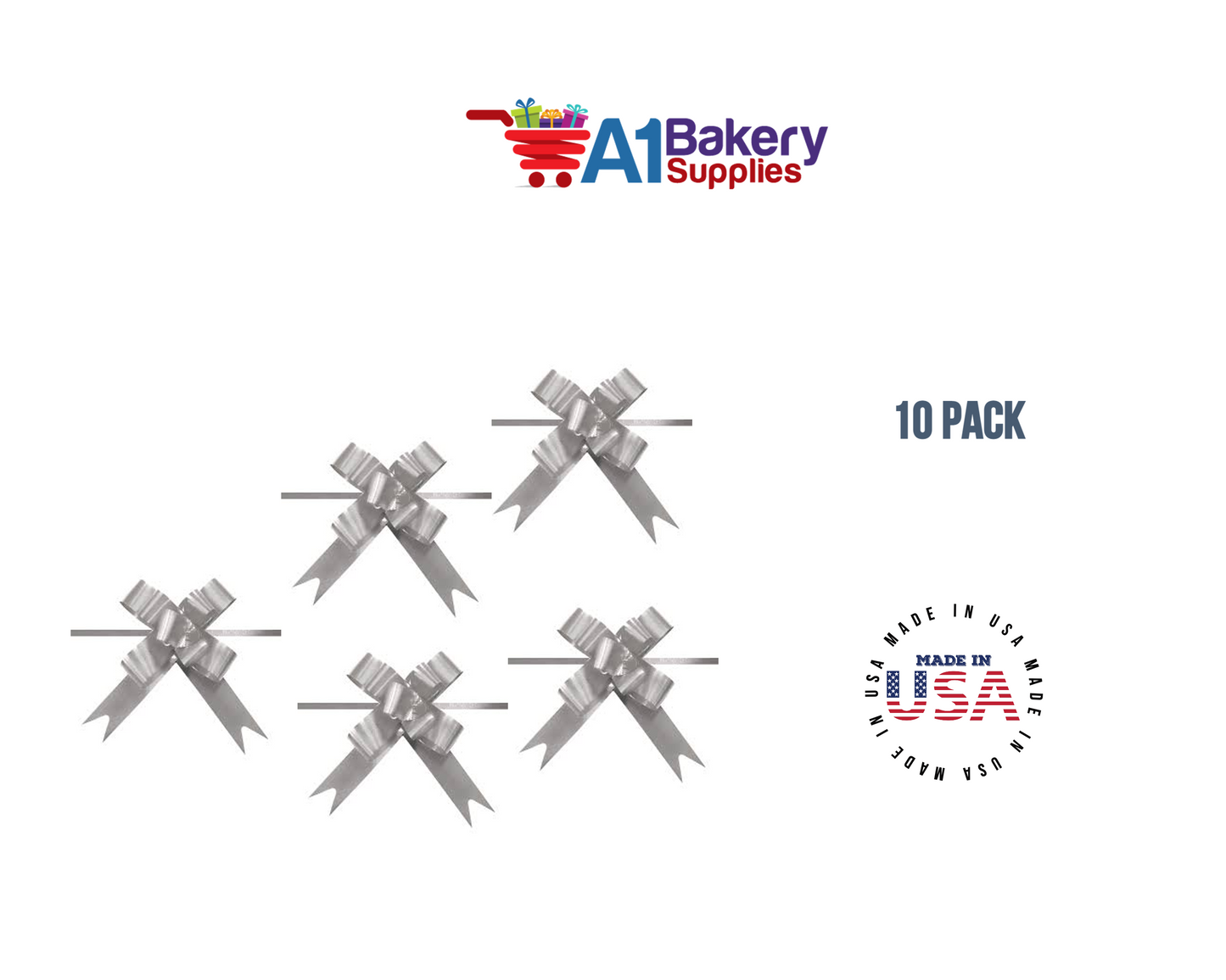 Silver 4" Butterfly pull bows of 10 Pack by A1 Bakery supplies