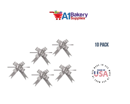 Silver 4" Butterfly pull bows of 10 Pack by A1 Bakery supplies