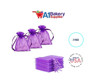 Purple Organza Fabric Gift Bags – Pack of 2 with Size 22.5 x 25 inch by A1 Bakery Supplies