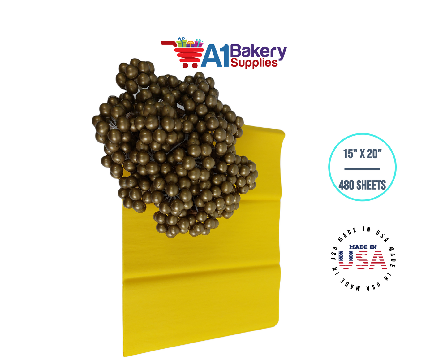 Dandelion Tissue Paper Squares, Bulk 480 Sheets, Premium Gift Wrap and Art Supplies for Birthdays, Holidays, or Presents by A1BakerySupplies, Large 15 Inch x 20 Inch